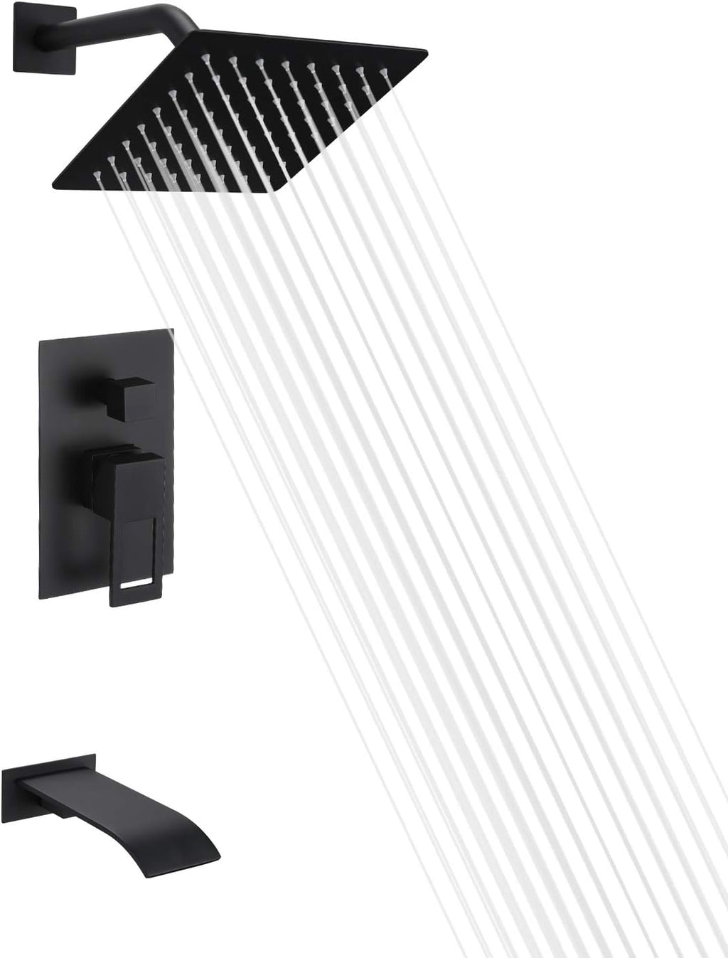 Brushed Nickel Tub and Shower Faucet Set with 8 Inch Shower Head J47601