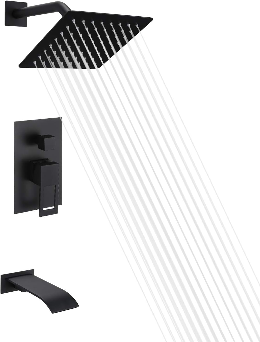 Brushed Nickel Tub and Shower Faucet Set with 8 Inch Shower Head J47601