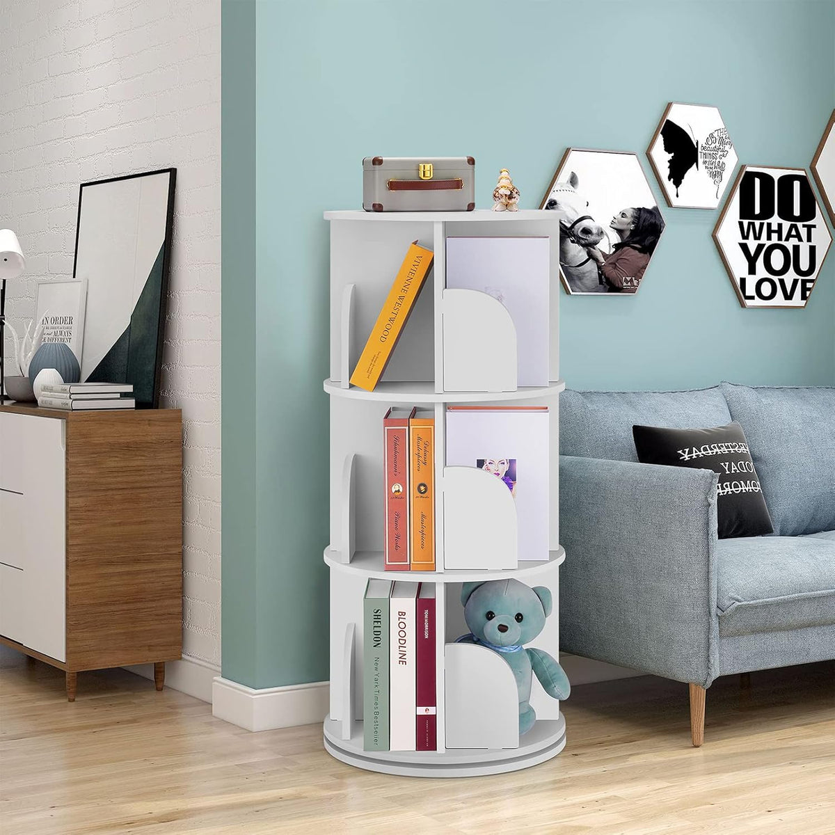 Rotating 360 Display Floor Standing Bookshelf Storage Rack S8373