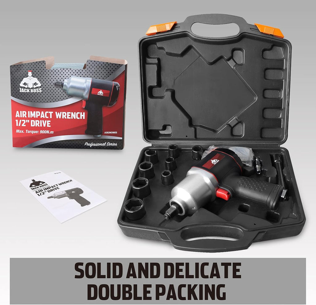 1/2-Inch Drive Air Impact Wrench with 8 Sockets & Case H8148
