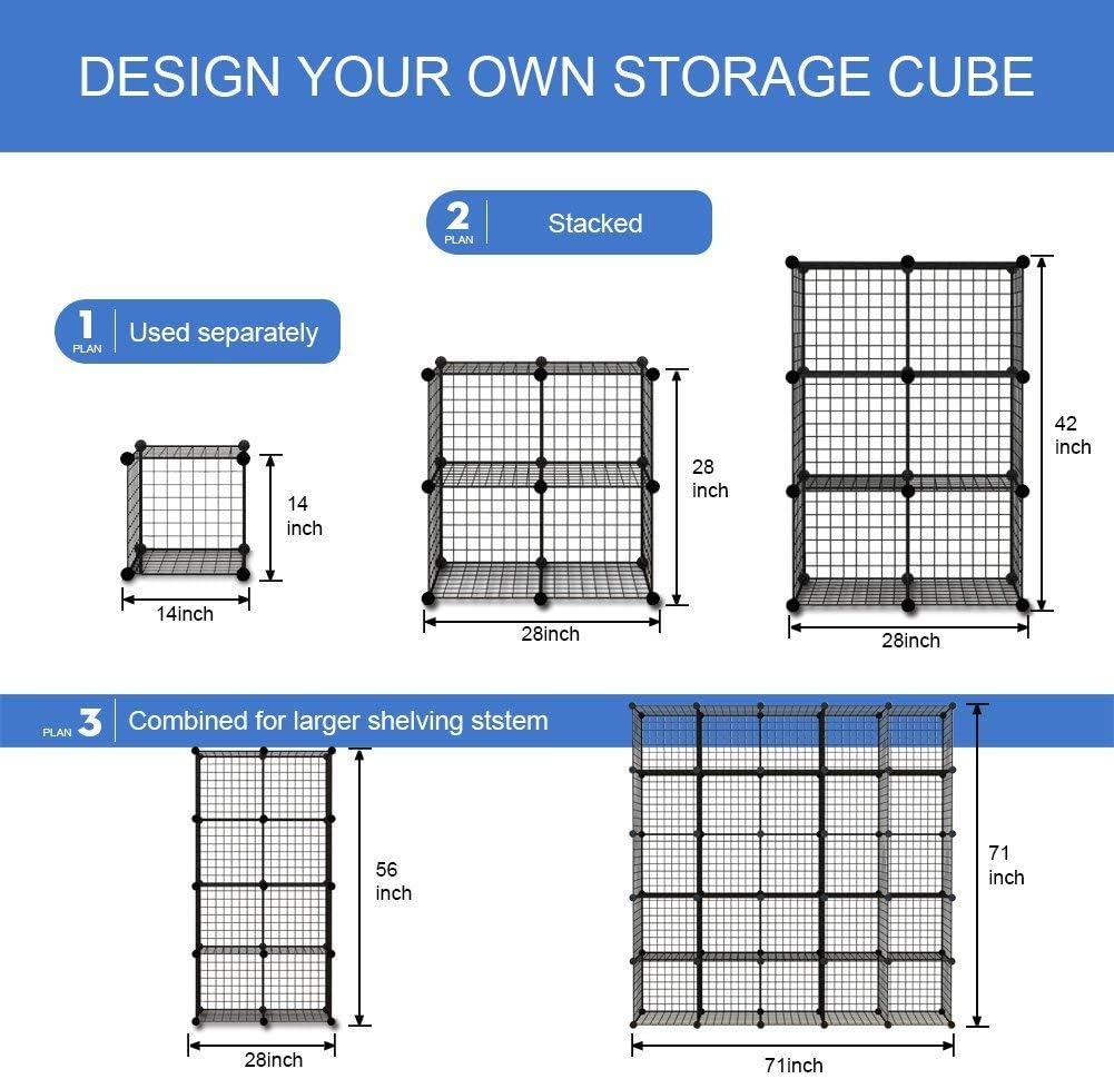 14x14 Wire Cube Storage 25-Cube Modular Shelving Unit C589