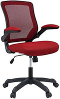 Red Mesh Back Vinyl Seat Office Chair with Flip-Up Arms H75081