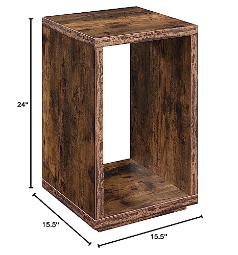 White Faux Marble End Table with Shelf L7715