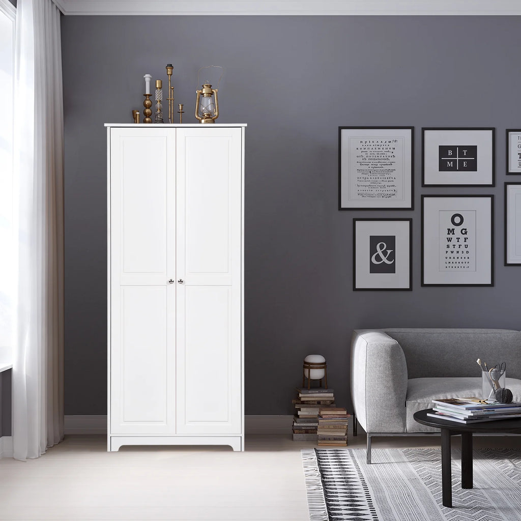 White 72" Wood Pantry Cabinet with 4 Adjustable Shelves S50750