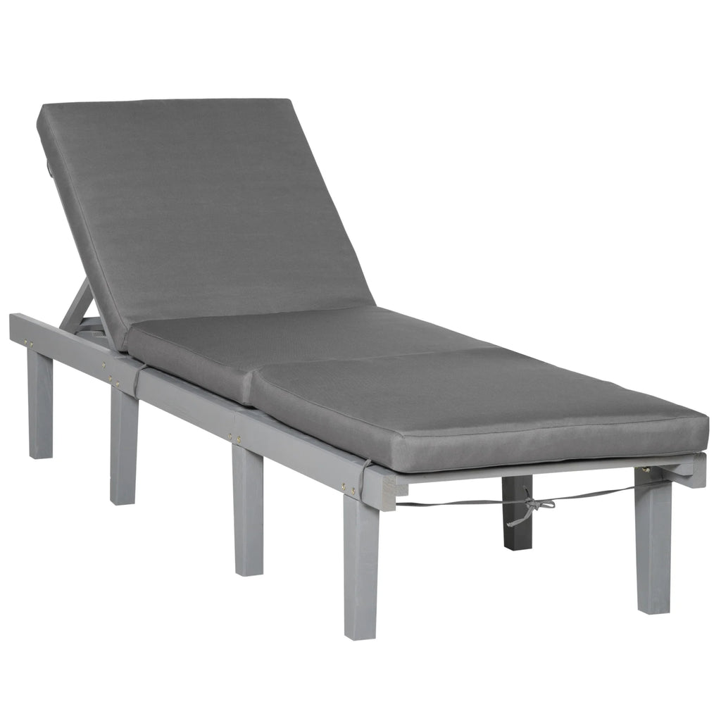 Grey 4-Position Adjustable Chaise Lounge Chair with Cushion P271