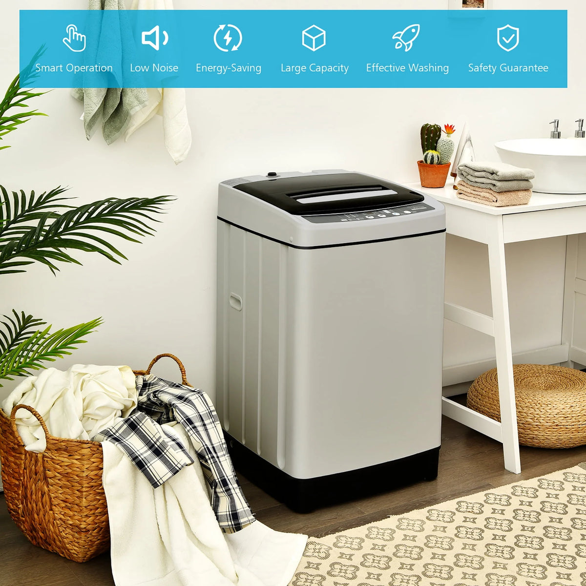 1.5 Cu.Ft 11 LBS Full-Automatic Washer & Dryer Grey V178