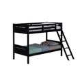 Black Wood Twin Bunk Bed with Ladder Guardrail F197