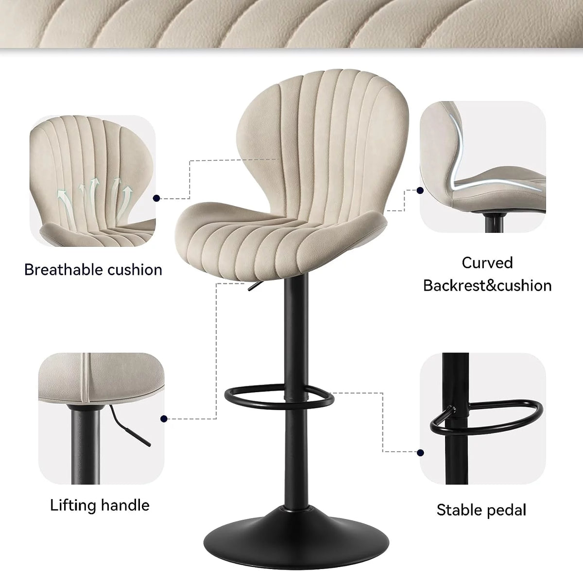 Swivel Bar Stools with High Backrest Set of 2 S533
