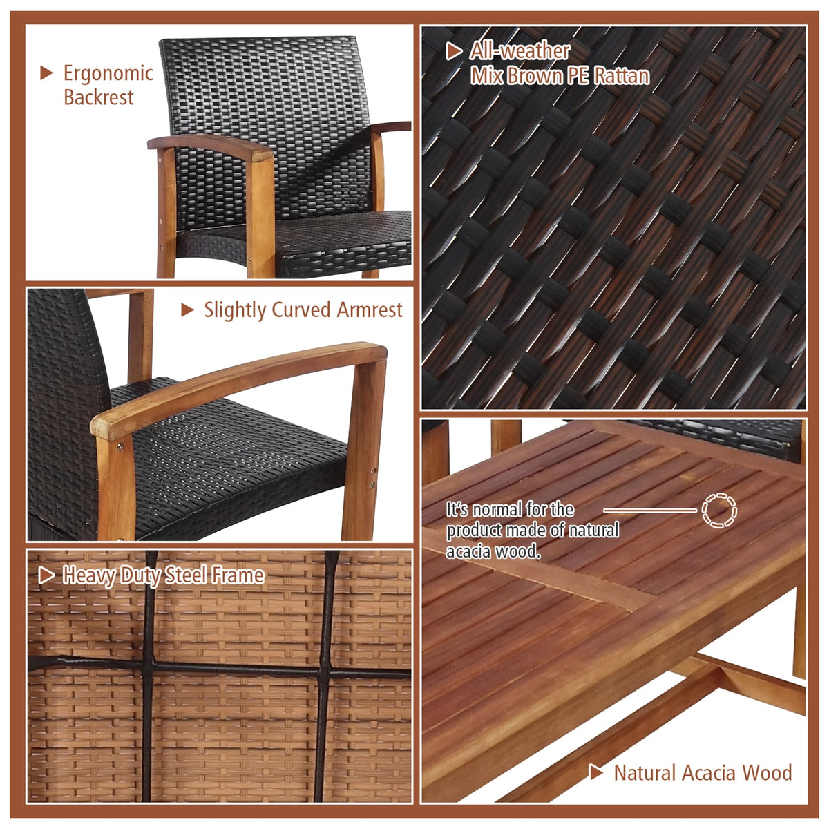 8 Pcs Acacia Wood Patio Conversation Set O428