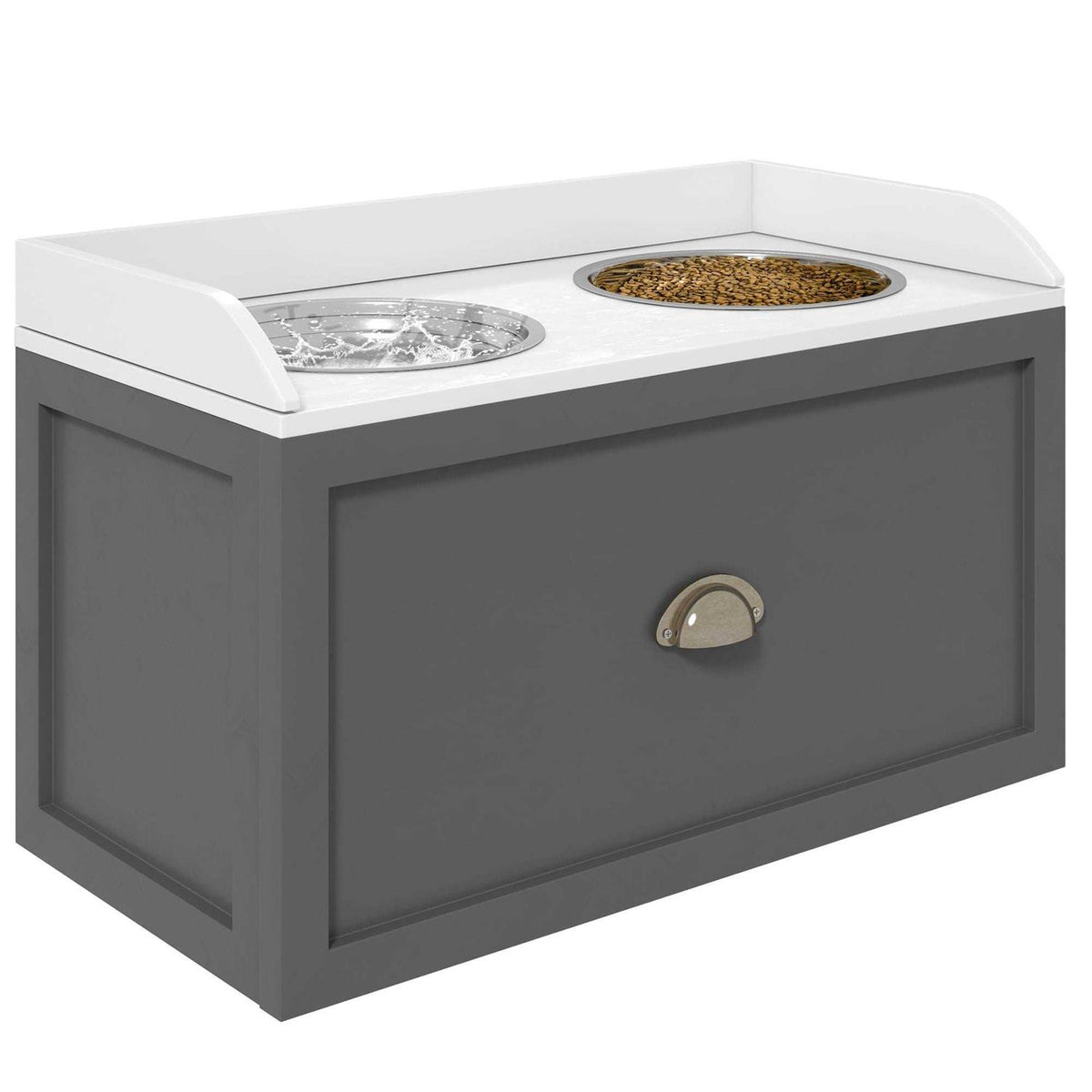 Elevated Dog Bowls with Storage Drawer V914368