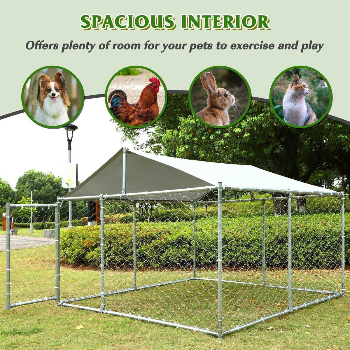 Large Outdoor Dog Kennel with Waterproof Cover T675373