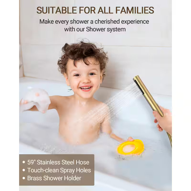 10 in. Wall Mount Shower Head and Tub Faucet 2.5 GPM Brushed Gold T866