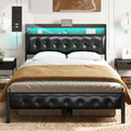 Queen Upholstered Platform Bed Frame with Storage Headboard N148