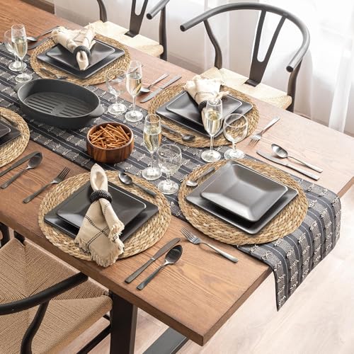 Set of 24 Round Woven Placemats 12 Inches Natural Hand-Woven Wicker Table Mats W428