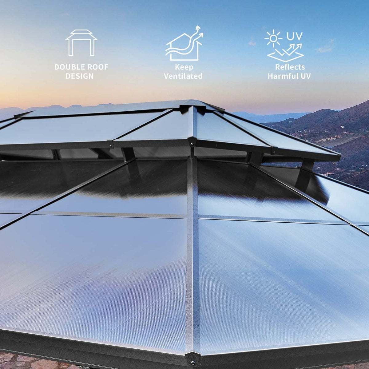 10'x13' Polycarbonate Double Roof Aluminum Hardtop Gazebo Z928925
