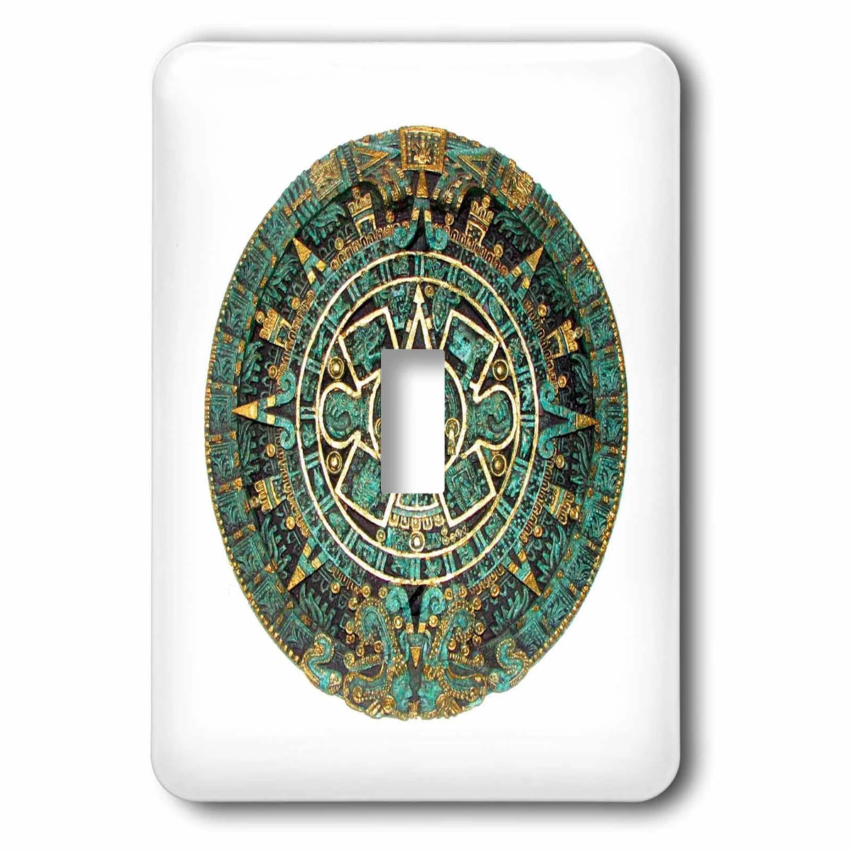 Turquoise And Gold Aztec Calendar Single Toggle Switch I58142