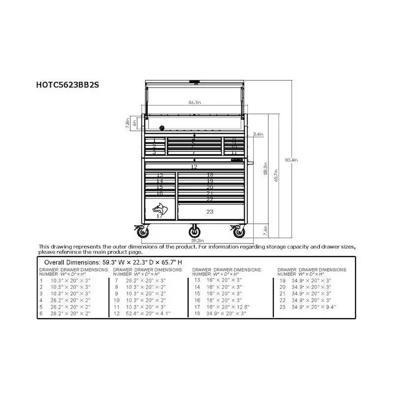 Heavy Duty 23-Drawer Rolling Tool Chest and Top Tool Cabinet Set in Matte Black J688