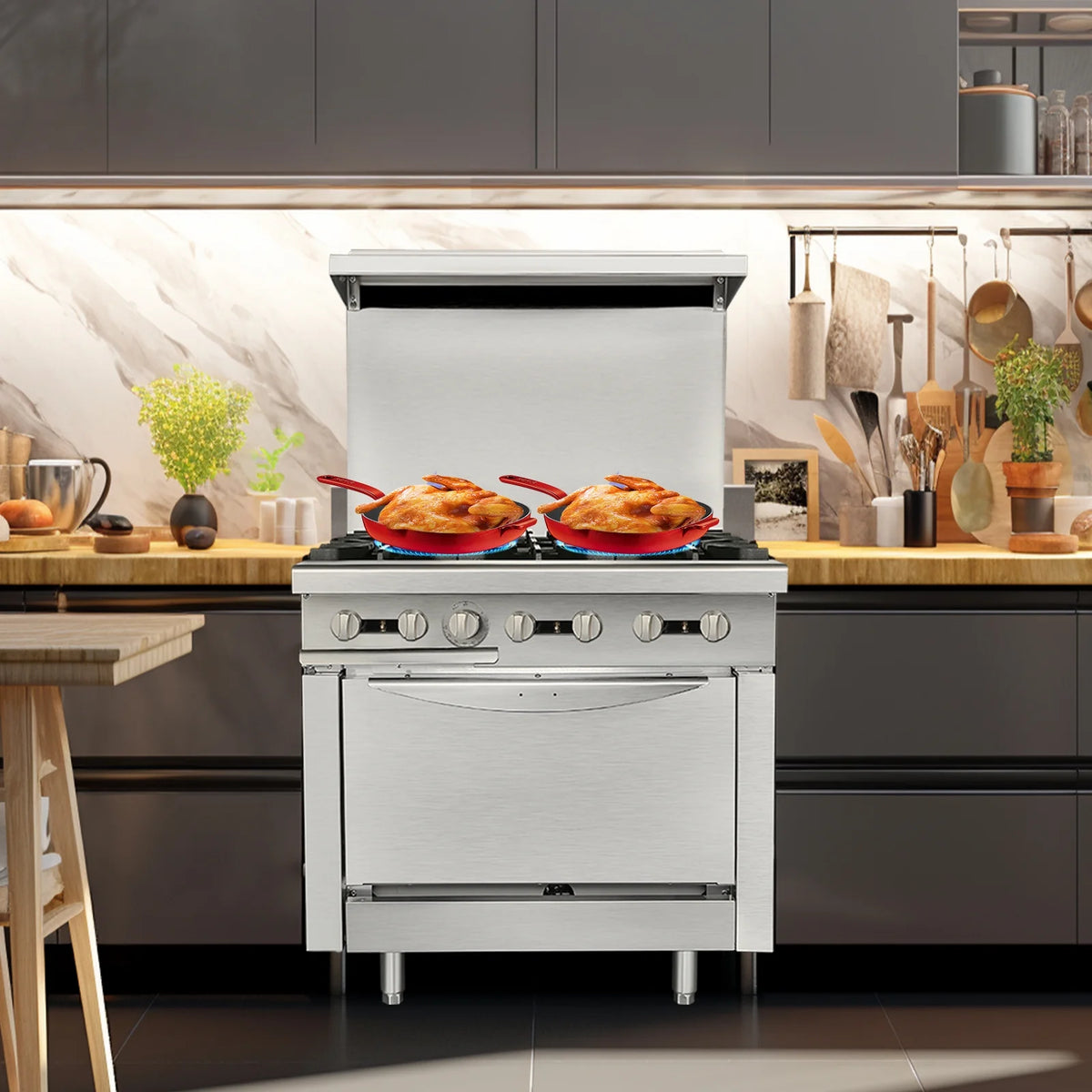 36 Commercial Gas Range Stove with 6 Burner 4.8 Cu.Ft Oven P7042
