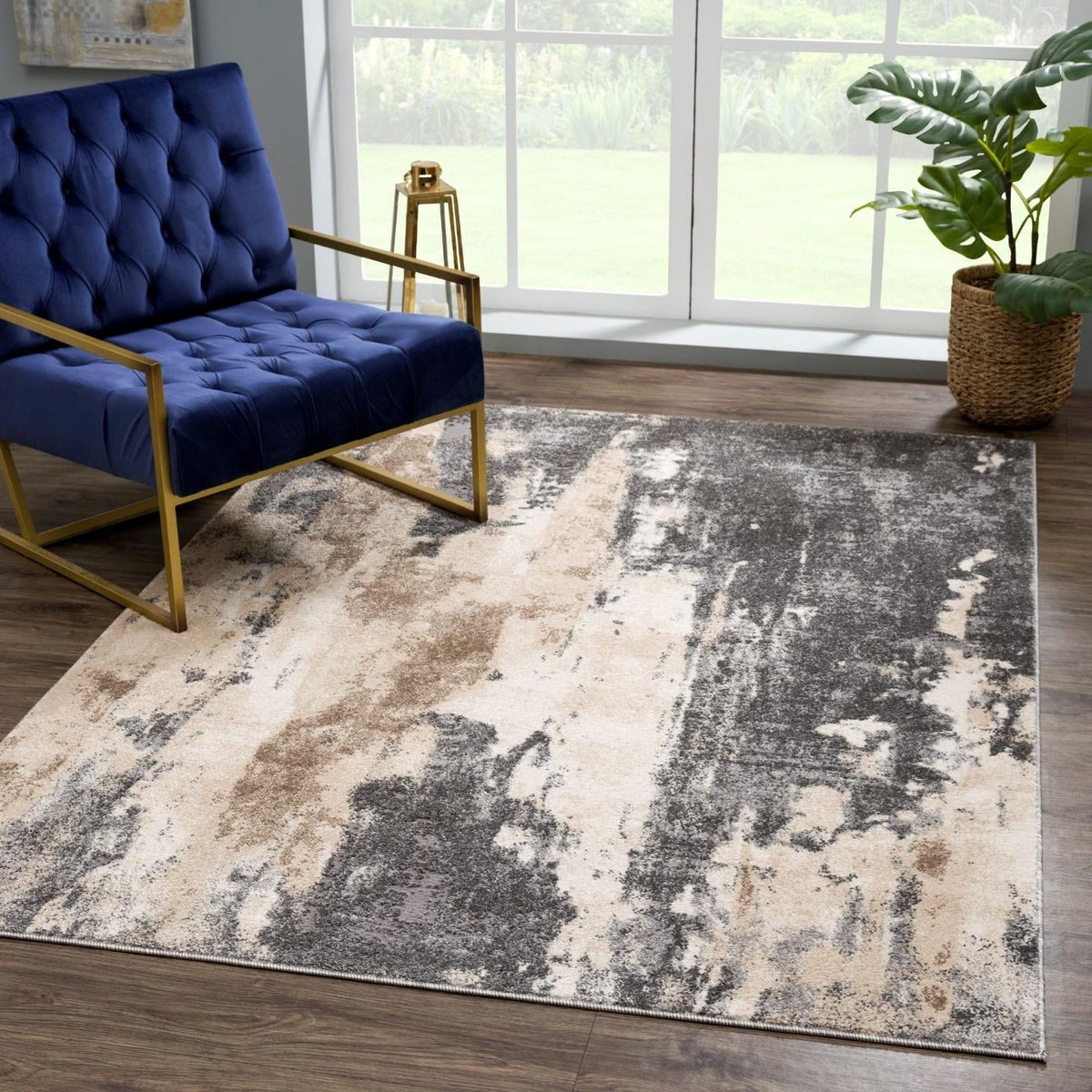 Modern Abstract Area Rug Gray 8 x 10 X14599
