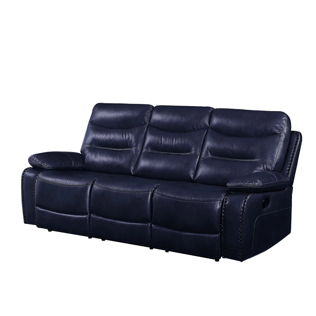 Navy Blue Leatherette Tufted Motion Sofa B623