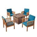 Brown Patina and Dark Teal Acacia Wood Club Chairs W733