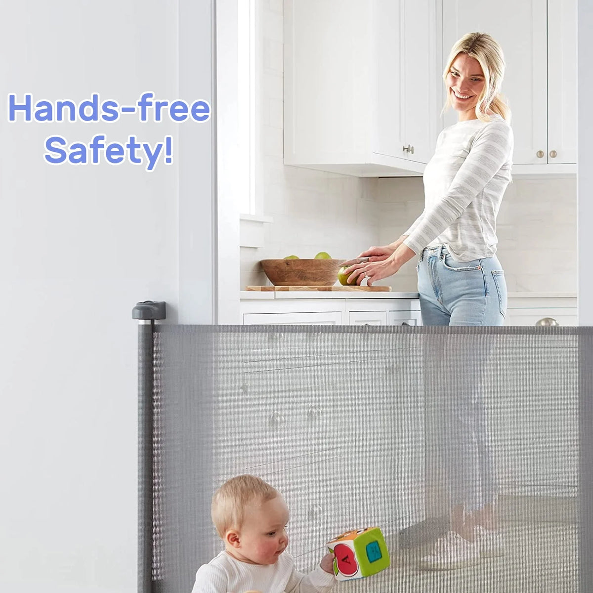 Black Retractable Mesh Pet Safety Gate T88012