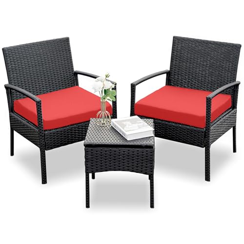 3 Piece Yellow Beige Wicker Bistro Set H204