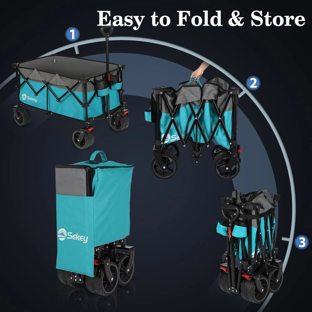 200L Heavy Duty Foldable Wagon with All-Terrain Wheels, Black J219