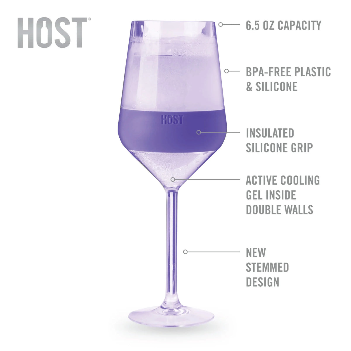 Double-Walled Stemmed Wine Glasses with Cooling Gel, 6.5 Oz, Set of 4 A137
