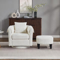 42" Oversized Swivel Barrel Chair with Storage Ottoman F7570
