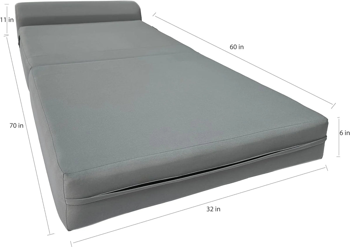 Folding Bed Sleeper Chair High Density Foam Gray A889734