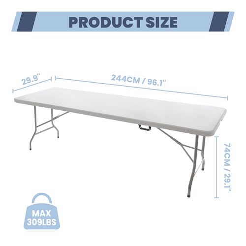 6FT Folding Picnic Table with Tablecloth, White J51175