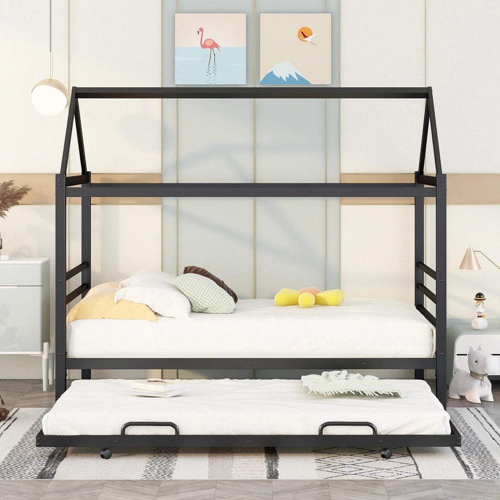 Twin Metal Platform Bed with Trundle J3545