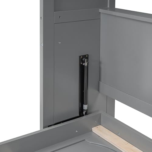 Full Size Murphy Bed with Storage Shelves Gray G772481