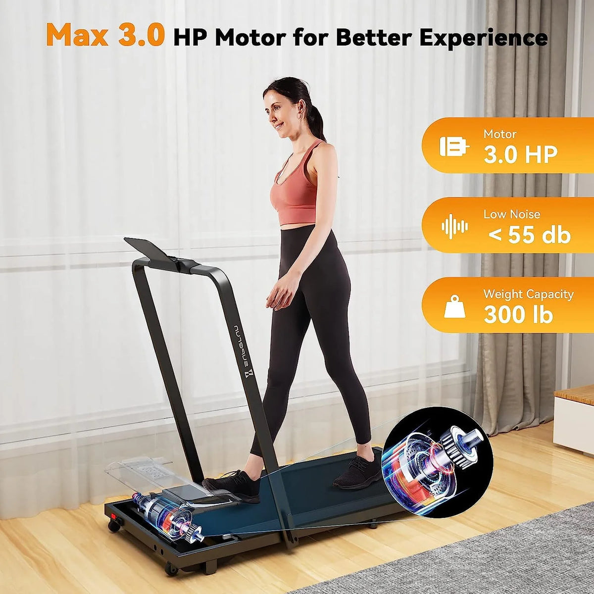 2 in 1 Folding Treadmill 3 HP 300lbs Capacity R199