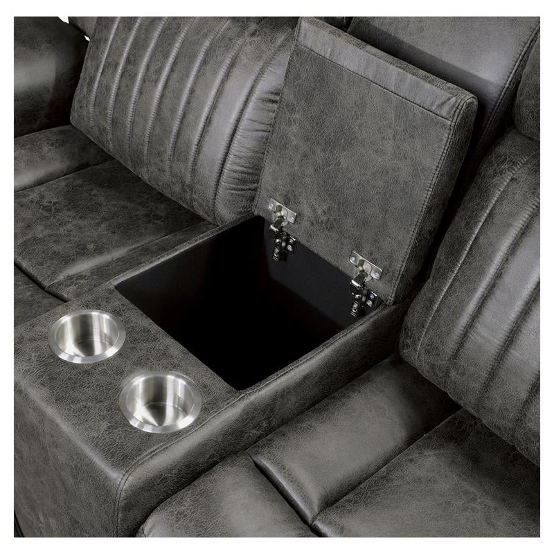 Gray Microfiber Double Reclining Loveseat I8313