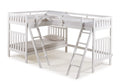 White Twin Over Twin Wood Bunk Bed with Third Bunk Extension A877