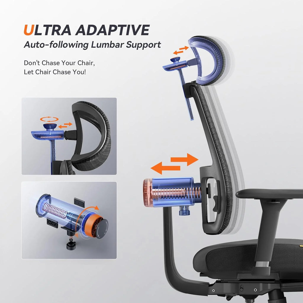 Ergonomic Chair with Footrest, High Back Desk Chair with Lumbar Support, Headrest, 4D Armrest, Adjustable Seat L86396