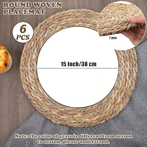 Set of 24 Round Woven Placemats 12 Inches Natural Hand-Woven Wicker Table Mats W428