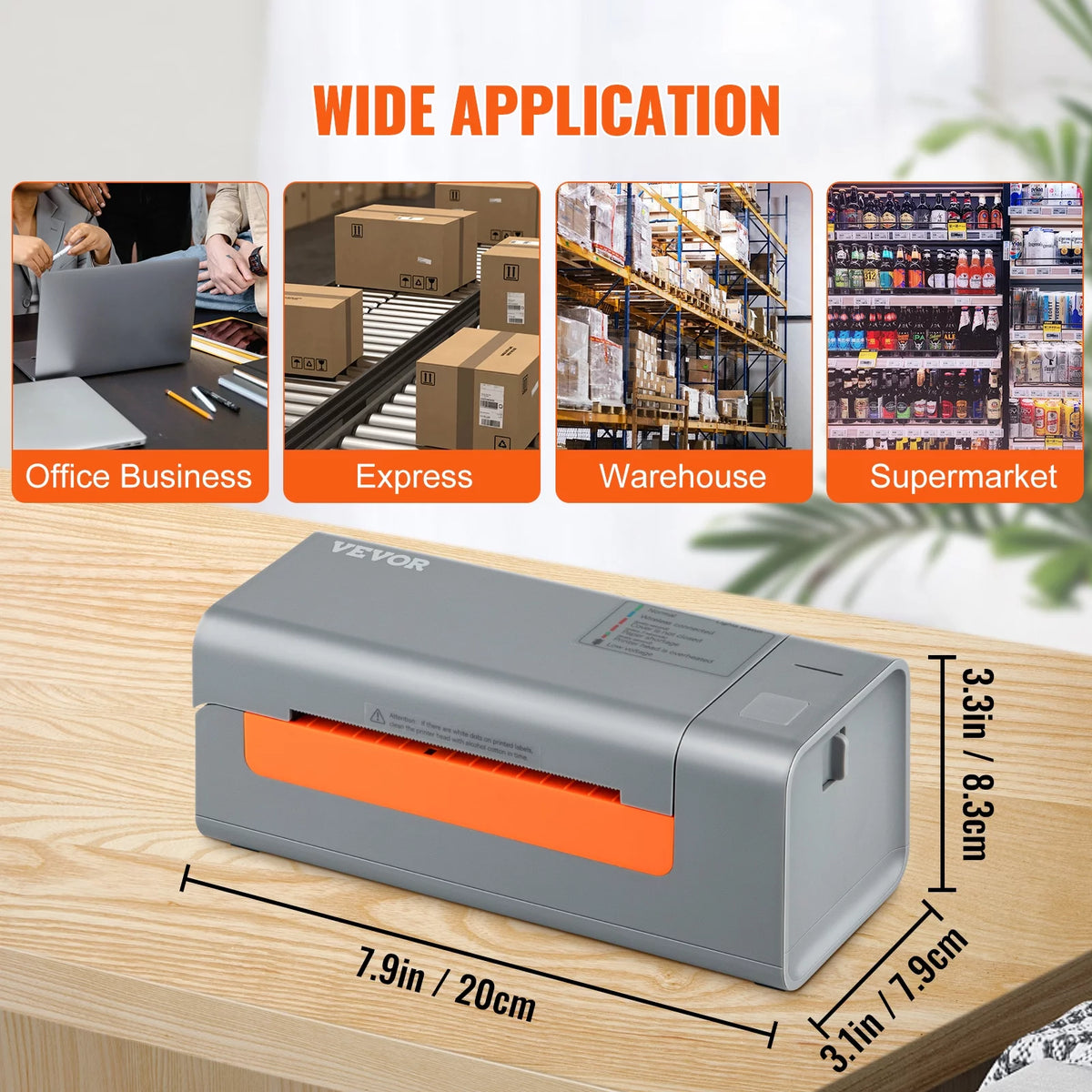 Thermal Label Printer, 203DPI USB Connection, Gray D614