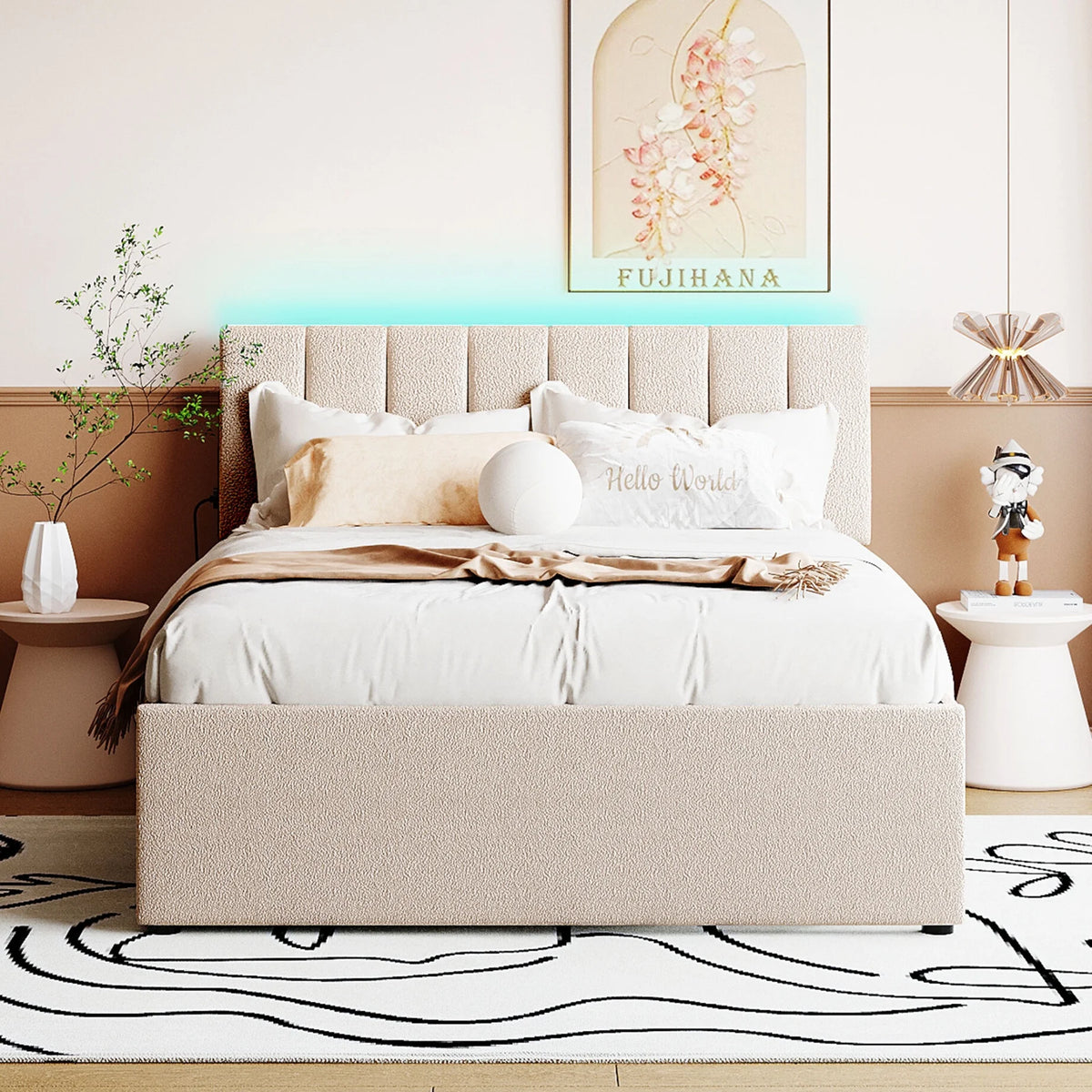 Gray Full Size Platform Bed with Trundle D908