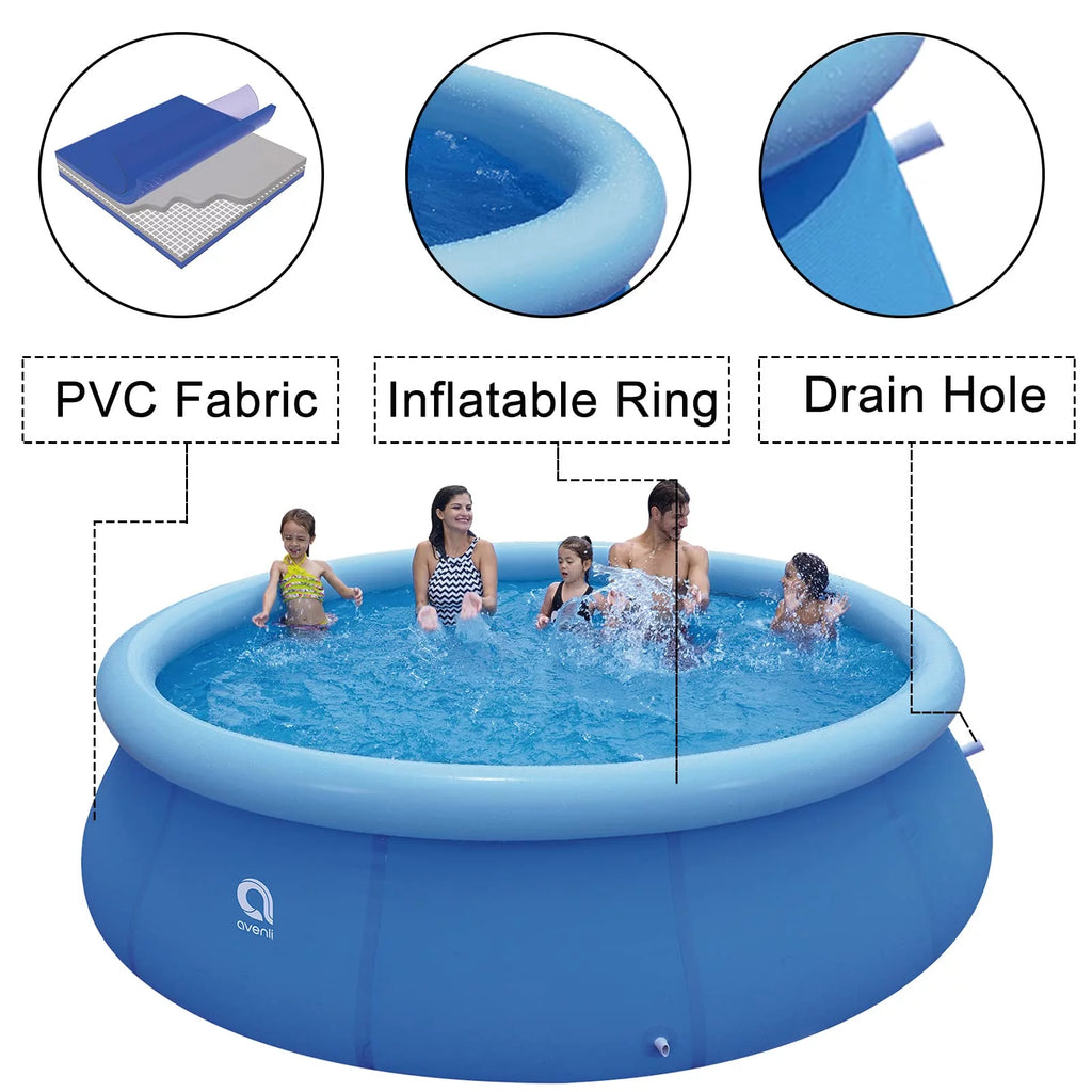 Inflatable Top Ring Round Pool Blue 10 ft x 30 in Q5151
