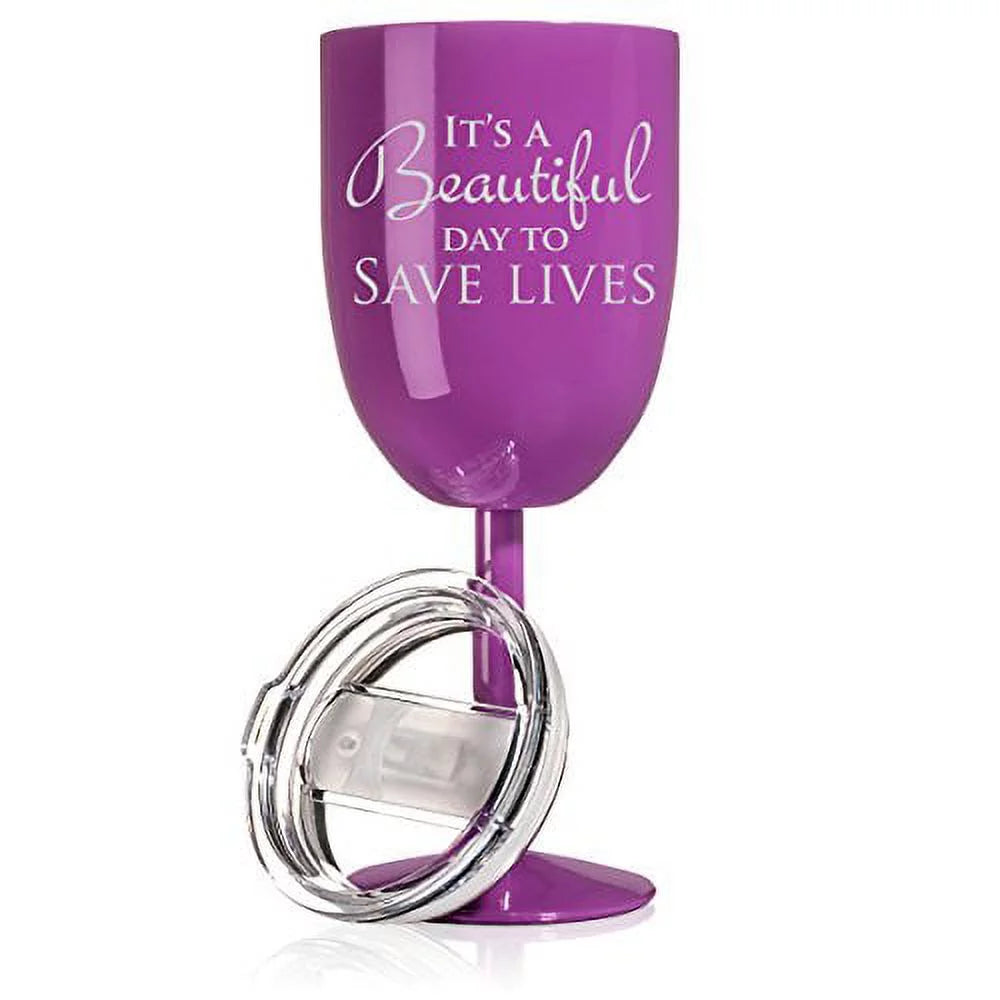 14 oz Double Wall Vacuum Insulated Stainless Steel Wine Tumbler with Lid V847