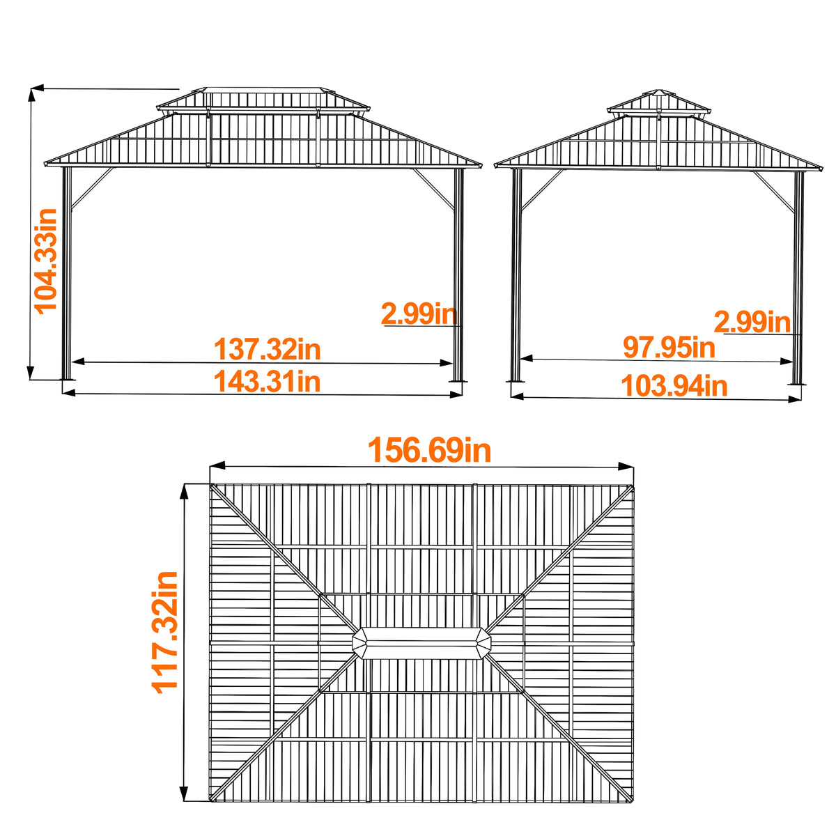 12'x10' Hardtop Aluminum Gazebo A944154
