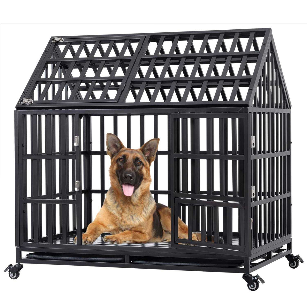 Heavy Duty Metal Dog Crate with 4 Lockable Wheels Z170073
