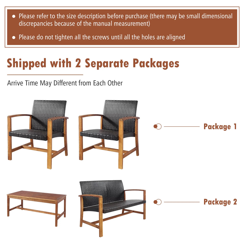 8 Pcs Acacia Wood Patio Conversation Set O428