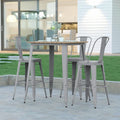 Indoor/Outdoor Bar Top Table Brown Resin Silver Steel M867040