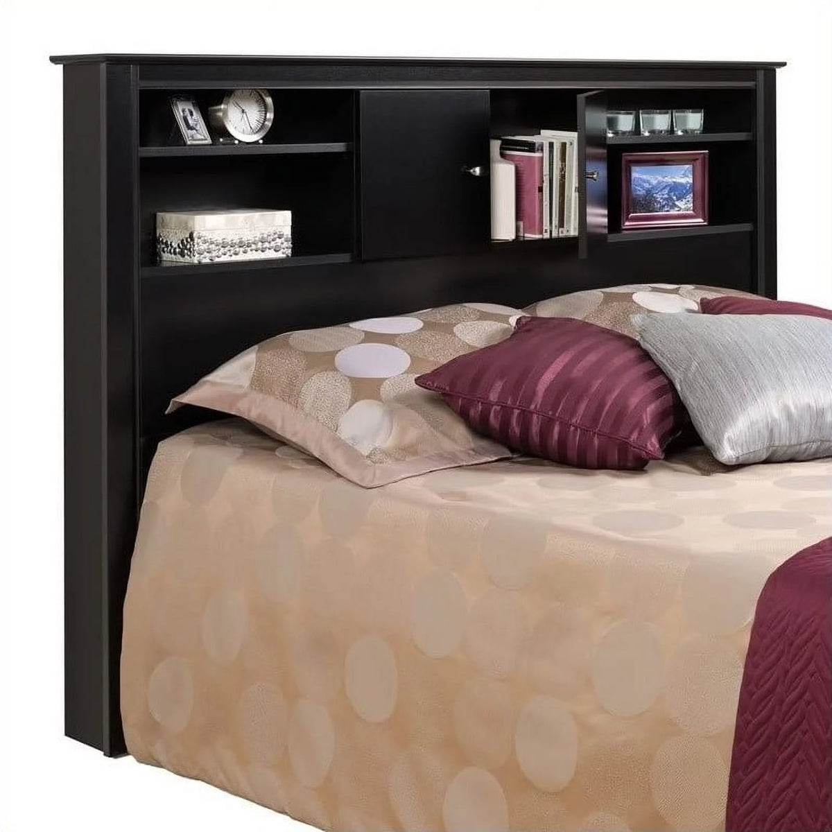 Black Wood Full / Queen Bookcase Headboard Z976186