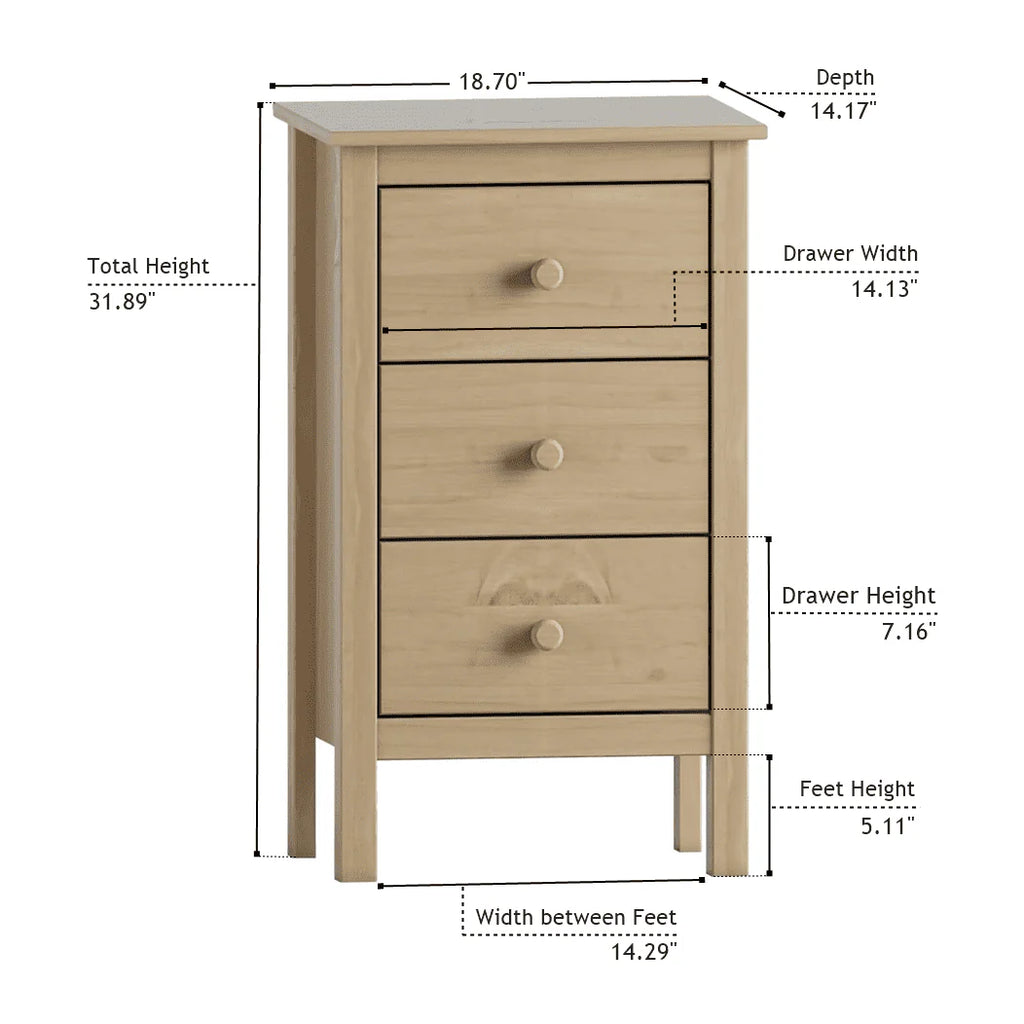 White 3 Drawer Extra Tall Nightstand V11289