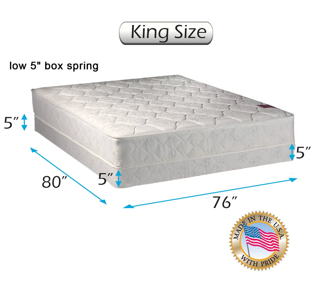 King Size Mattress and Box Spring Set with Mattress Cover E685
